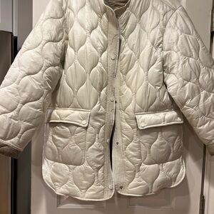 Mango Quilted Cream Puffer Jacket